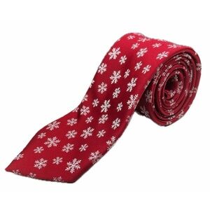 Noel Red Snowflake Christmas Tie Holiday Mens Necktie